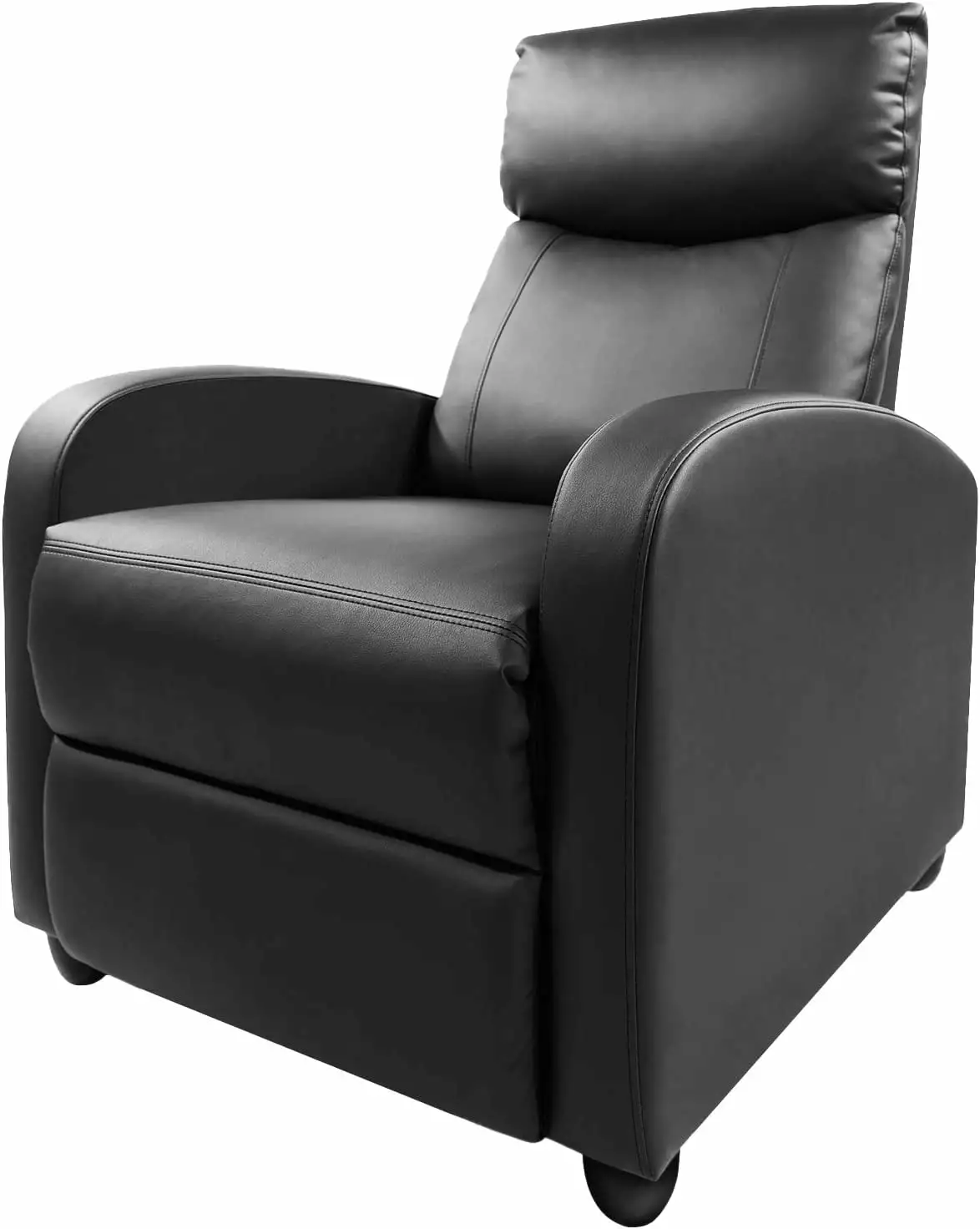 PU Leather Adjustable Single Recliner Sofa Home Theater Seating Reading Chair Bedroom Dark Black RUIHONGQING