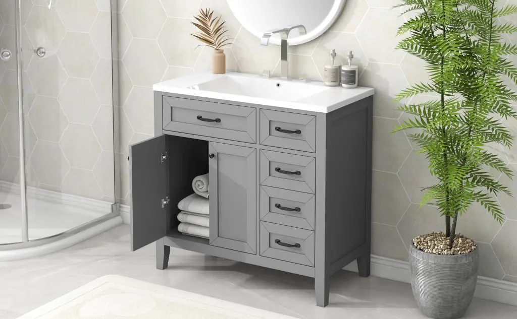 36 Inch Bathroom Vanity Sink Combo Cabinet Drawers And Storage by