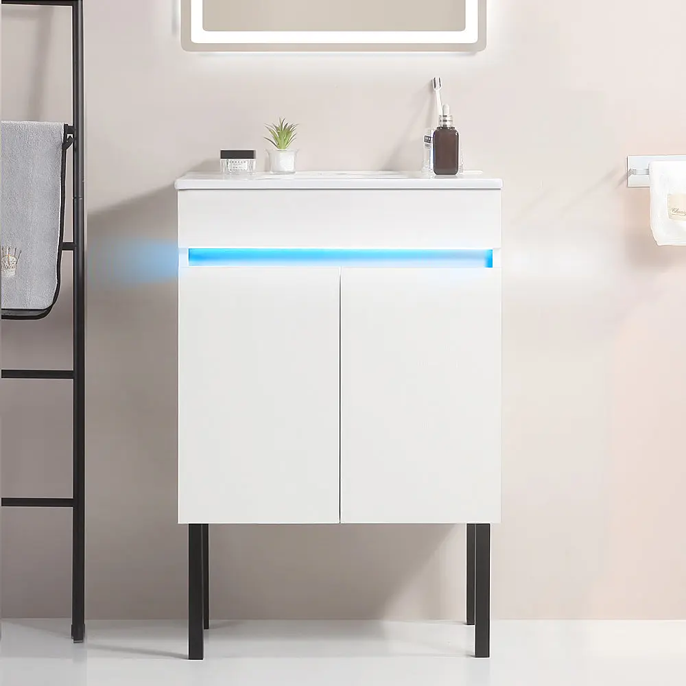 24" Bathroom Vanity Sink Radar Sensing Light Large Storage Space gf