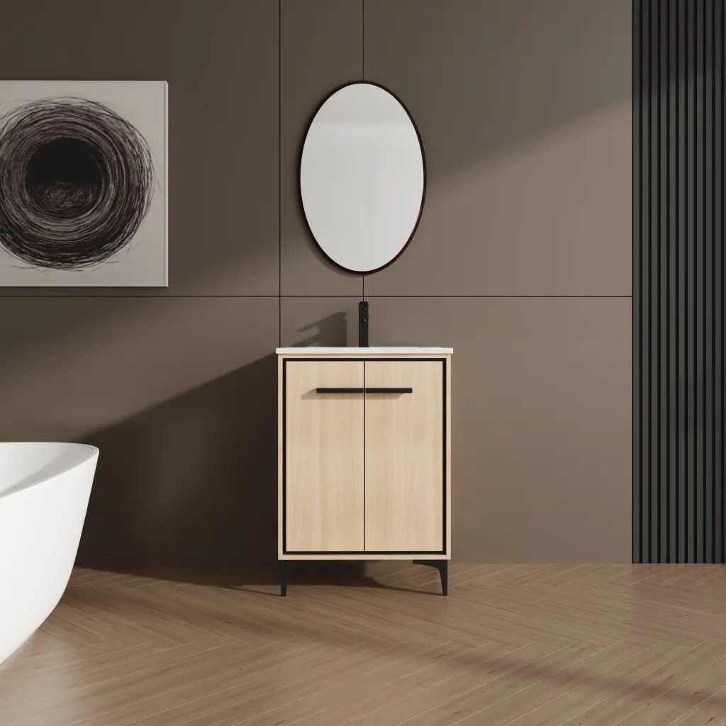 24 Inch Bathroom Vanity Base Basin and Storage Cabinet Doors levistar