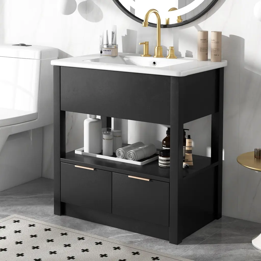 30 Inch Bathroom Vanity Sink Top Bathroom Cabinet Open Storage rnb
