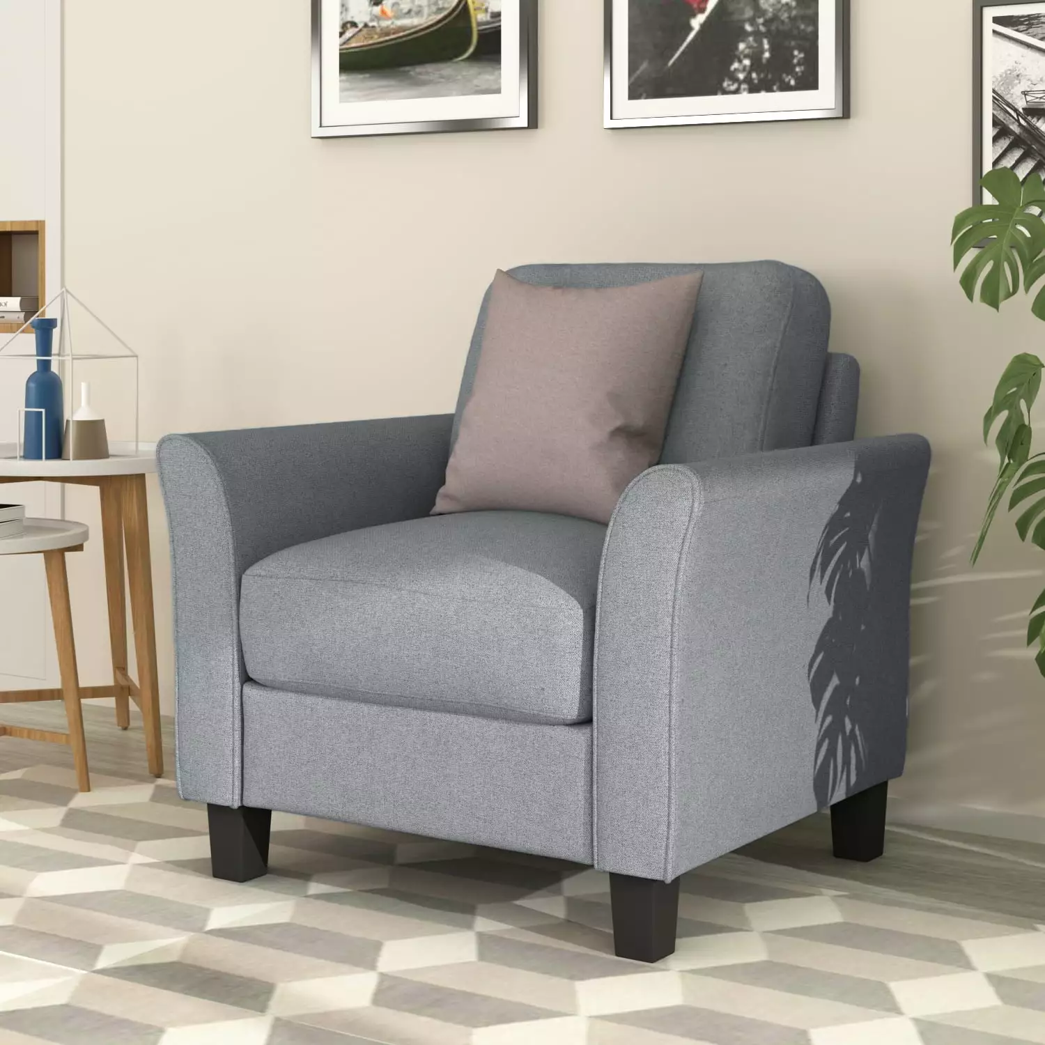 Living Room Furniture Armrest Single Sofa Gray - Compact and Comfortable Seating IM Lashes
