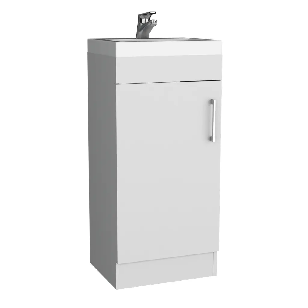 Bathroom Vanity Single Door Cabinet White Solid Wood MDF Engineered Storage depot e-shop