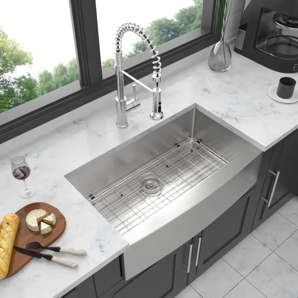 33 Inch Brushed Nickel Farmhouse Kitchen Sink Stainless Steel lordear