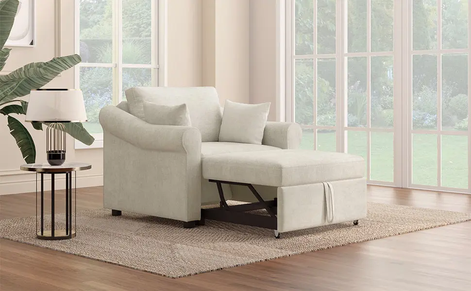 Chenille Convertible Sleeper Chair Adjustable Backrest 3 1 bed best