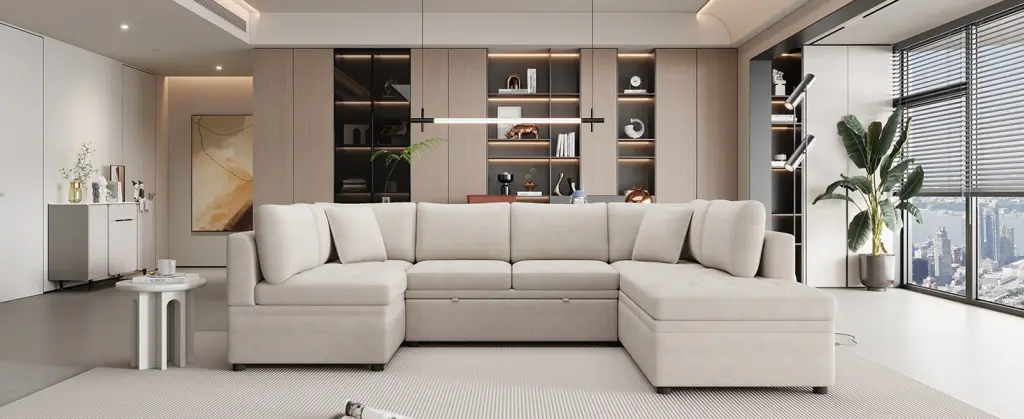 117.3 Inch Oversized Sectional Sofa U Influenced Pull Out Sofa Bed Couch oris fur.