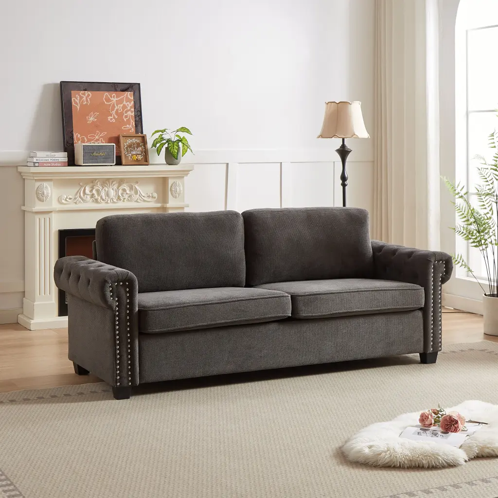 83.8 Inch Convertible Sleeper Sofa Bed 2 1 Pullout Polyester fx furniture