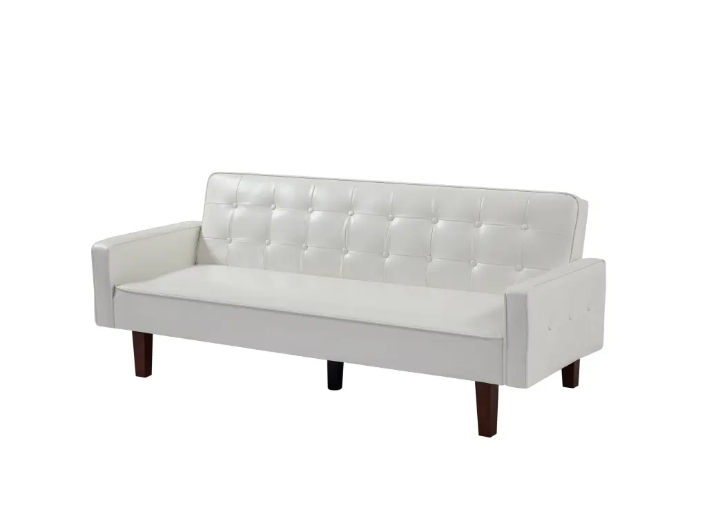Jh6003 Sofa Bed White PU Leather Convertible Sleeper Couch hao xiang store