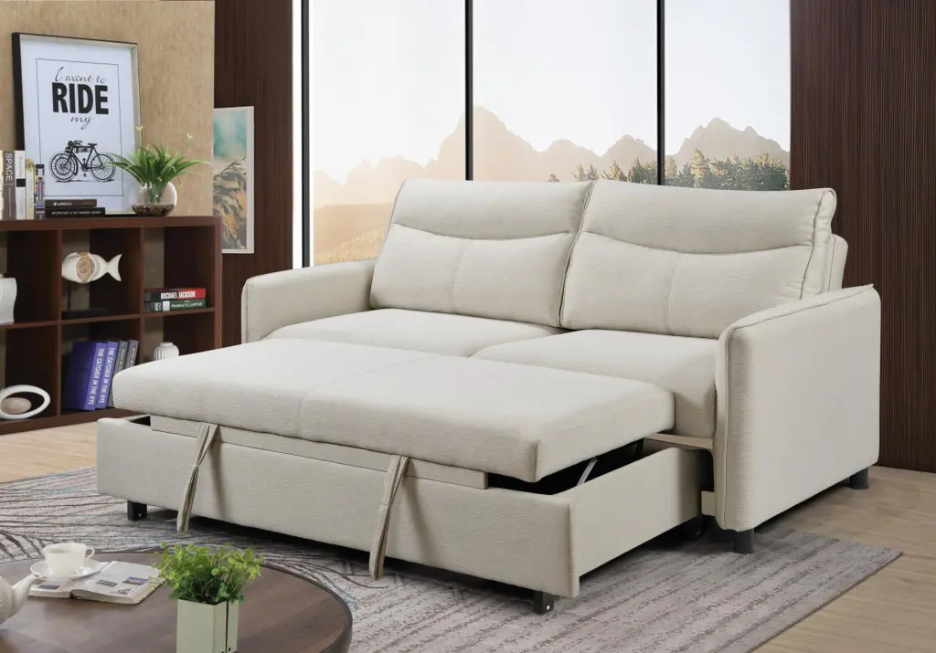 3 1 Convertible Sleeper Sofa Bed Modern Fabric Loveseat Futon Sofa happy home