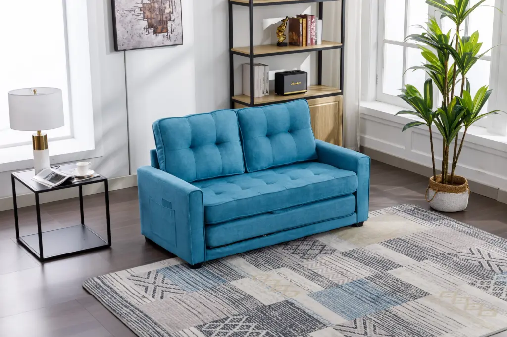 59.4 Inch Loveseat Sofa Pull Out Bed Modern Upholstered Couch oris fur.