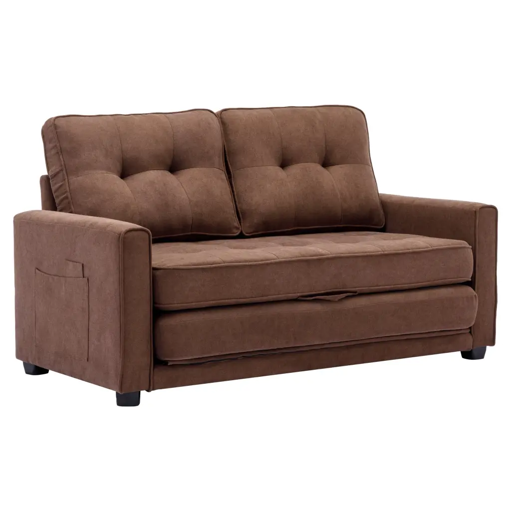 59.4 Loveseat Sofa Pull Out Bed Modern Upholstered Couch Side Pockets oris fur.