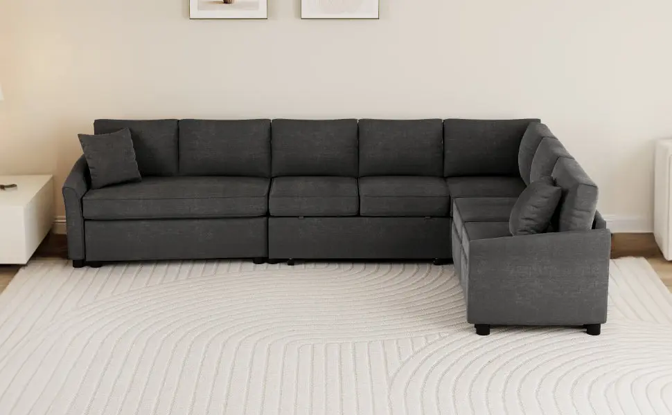 124.8 Inch Influenced Sofa Convertible Sofa Bed Pull Out Sleeper Twin rnb