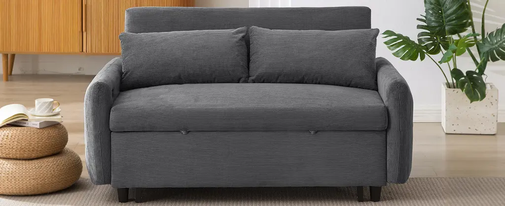 57.48 Inch Pull Out Sofa Bed Convertible Couch 2 Seat Loveseat Modern Design rnb