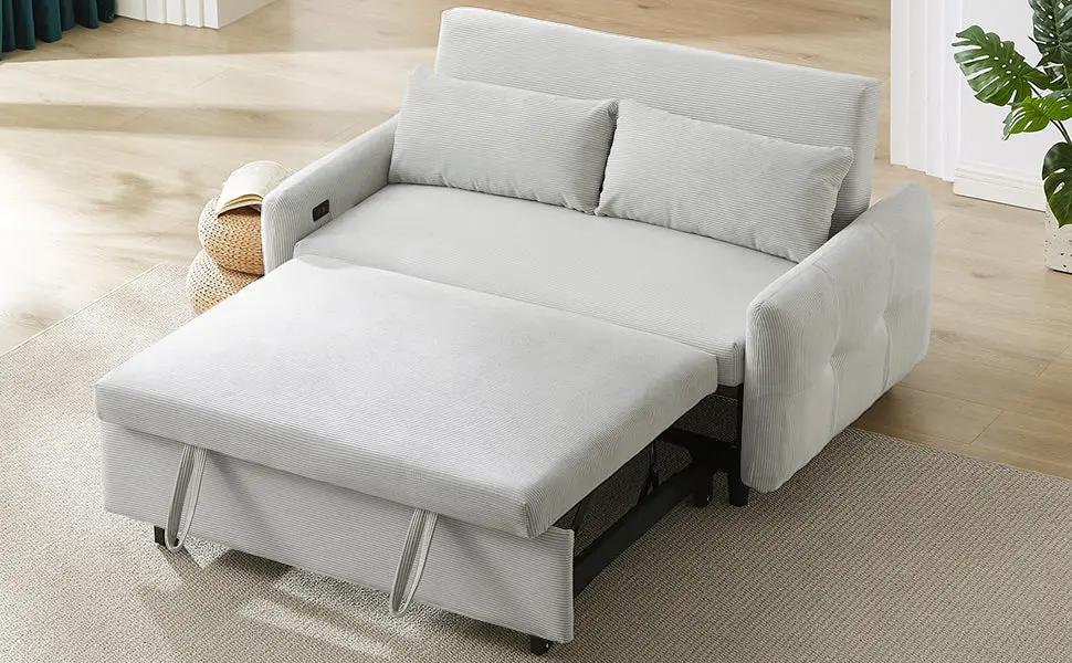 57.48" Pull Out Sofa Bed Convertible Couch 2 Seat Loveseat Sofa Modern Sleeper rnb