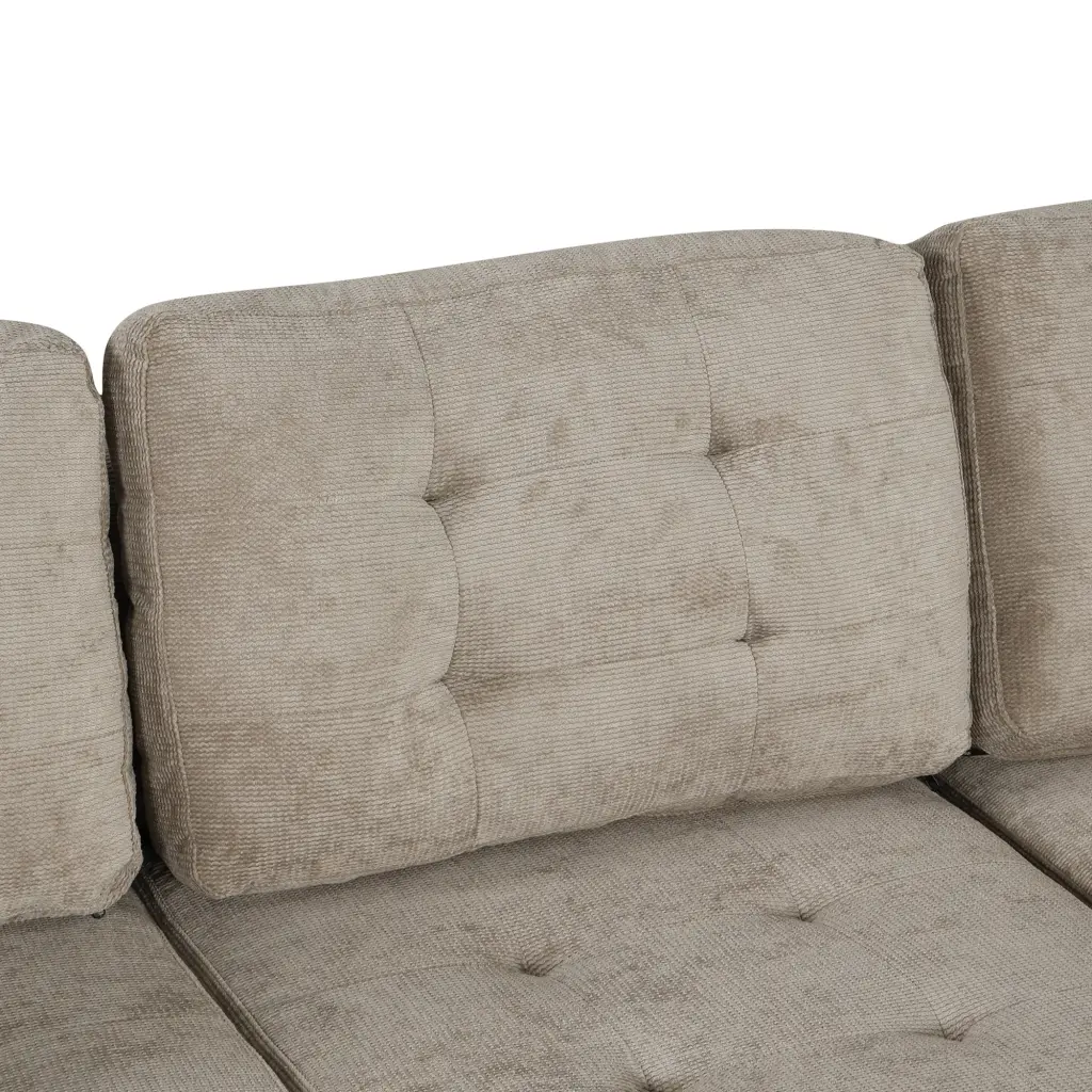 82.6 Inch L Shaped Pull Out Sleeper Sofa Wheels And USB Ports rnb