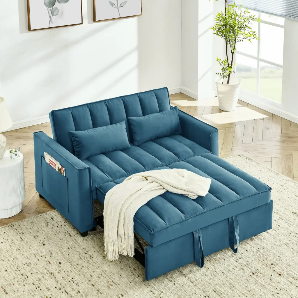 Modern Velvet Seat Sofa Couch Pull Out Bed 3 1 Convertible Living Room sunrise furniture store
