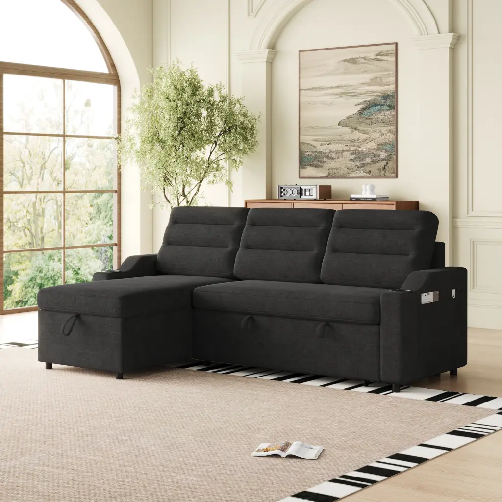 Mh83.5 Inch Convertible Sleeper Combo Sofa Convertible Sofa Bed Polyester w1193