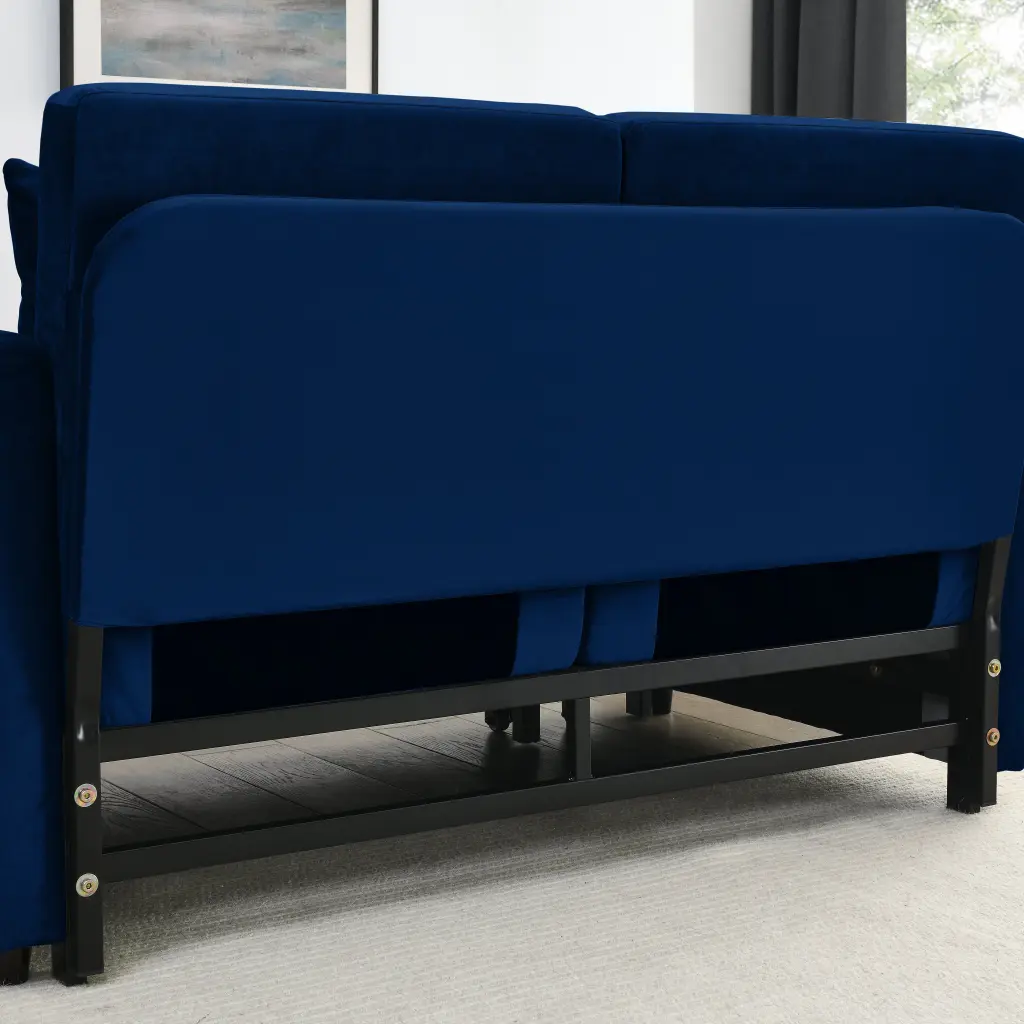 MH 54" Modern Convertible Sofa Bed 2 Detachable Arm Pockets Velvet Upholstery w1193