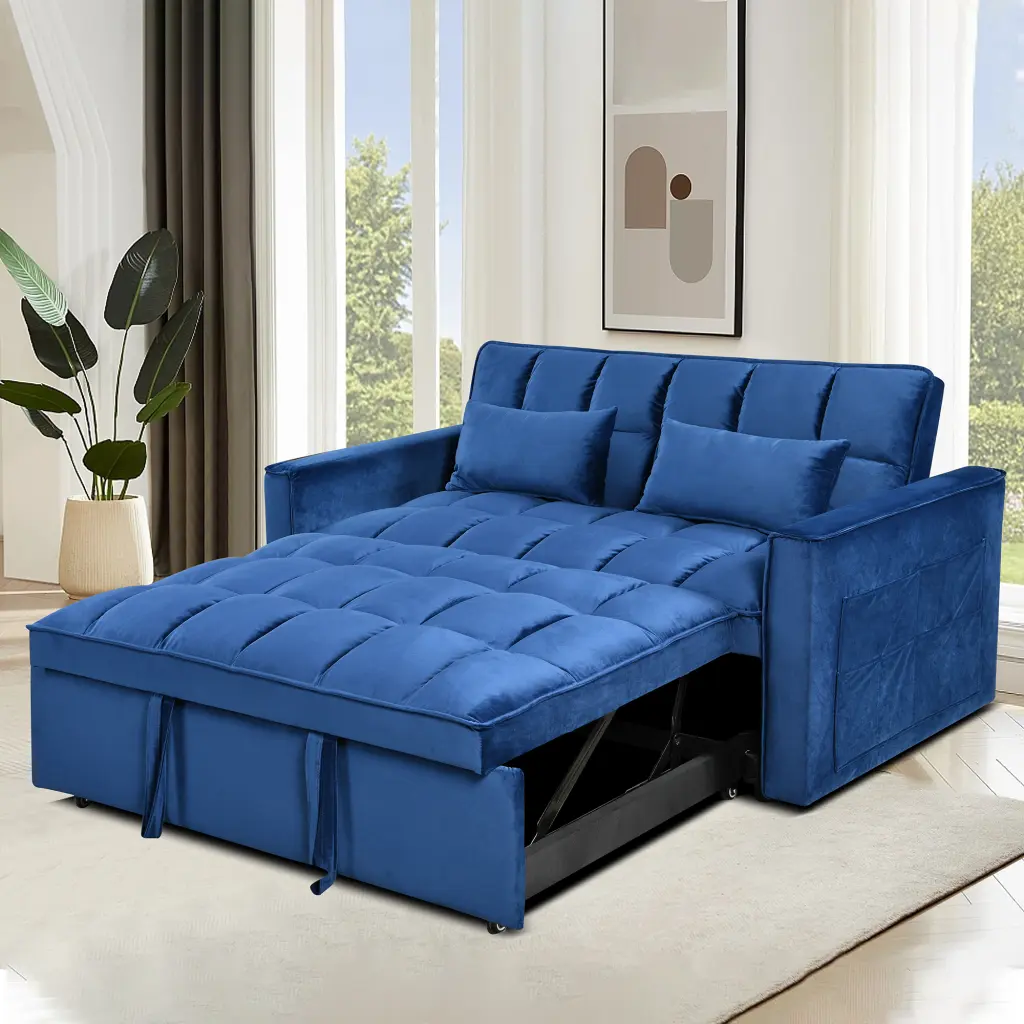 Modern Flannel Double Sofa Folding Bed Small Double Sofa Bed zitongge smart home