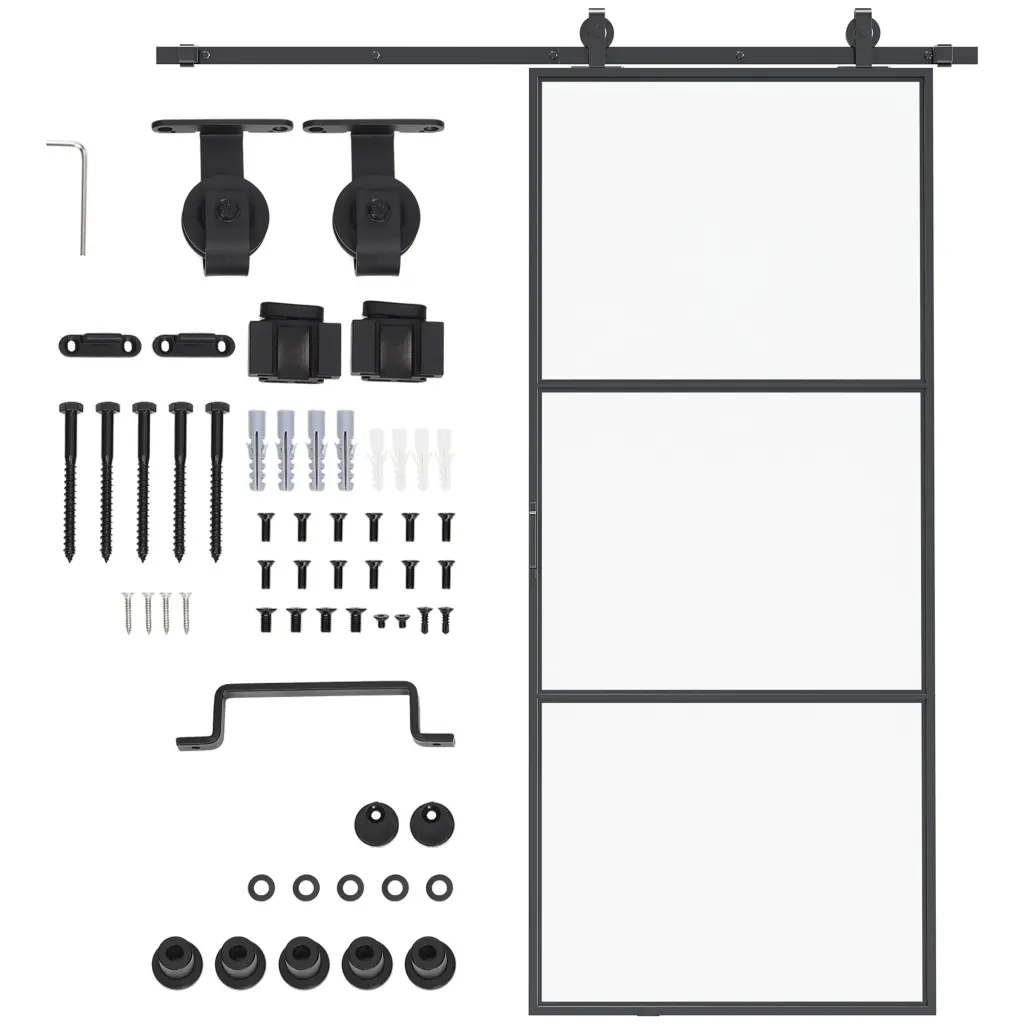 Homcom 36 X 84 Sliding Door Hardware Kit Handle Monitor Industrial Closet aosom business