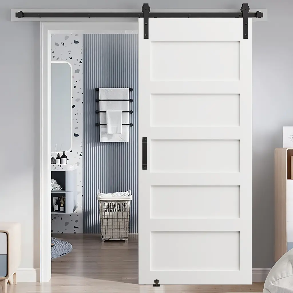 28x84 Five Grid Real Primed Door Slab 6.6Ft Barn Door Sliding Hard rnb
