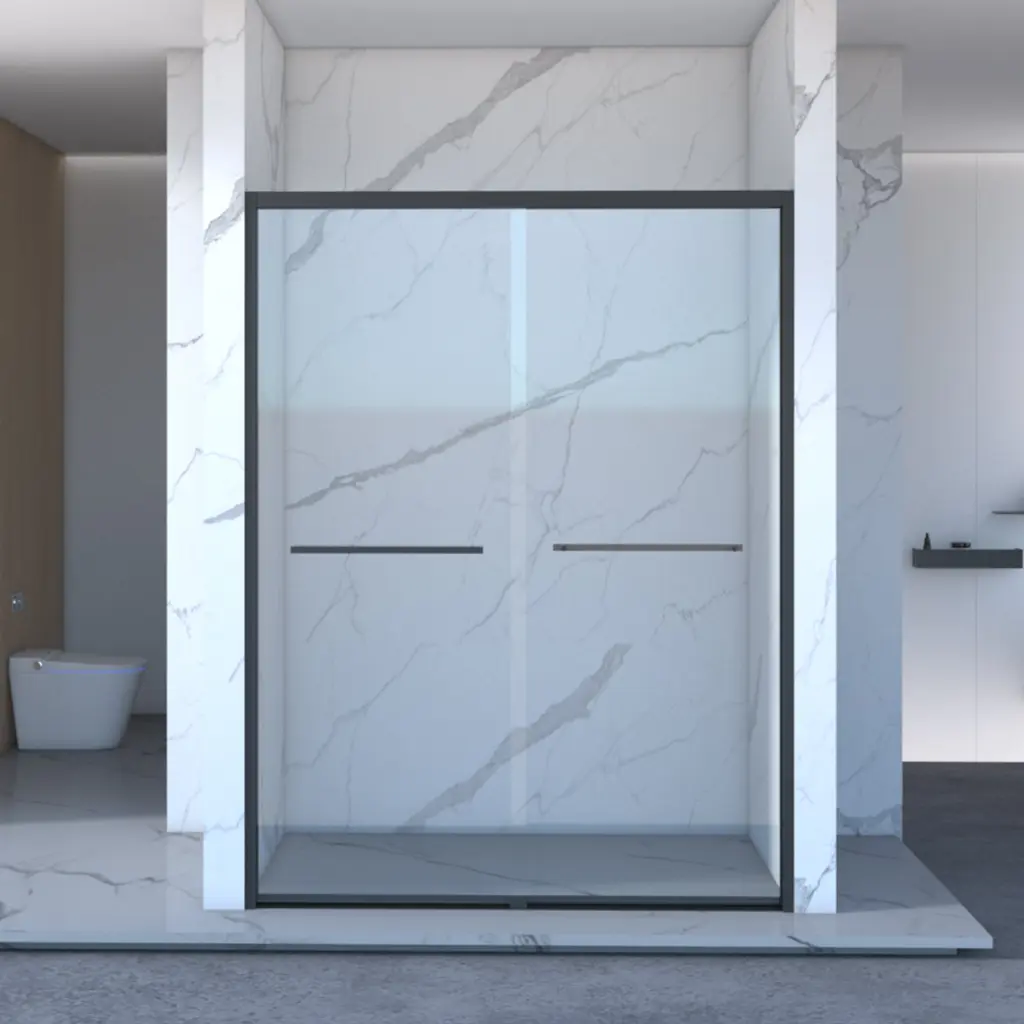 56-60 Inch W x 70 Inch H Semi Frameless Sliding Bathroom Door Glass Panel shower door