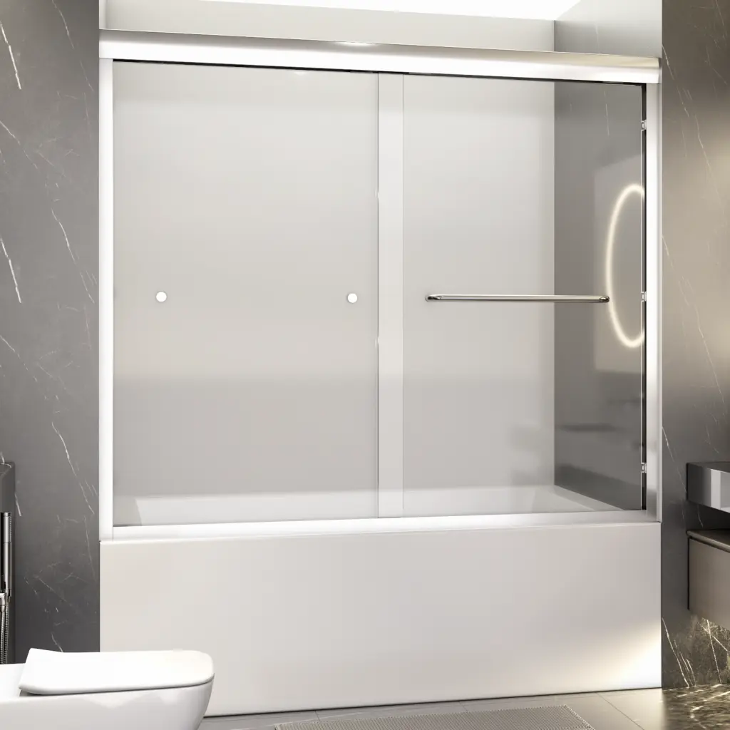 56 60W 58H Semi Frameless Double Sliding Tub Door Bypass Bathtub Door rnb