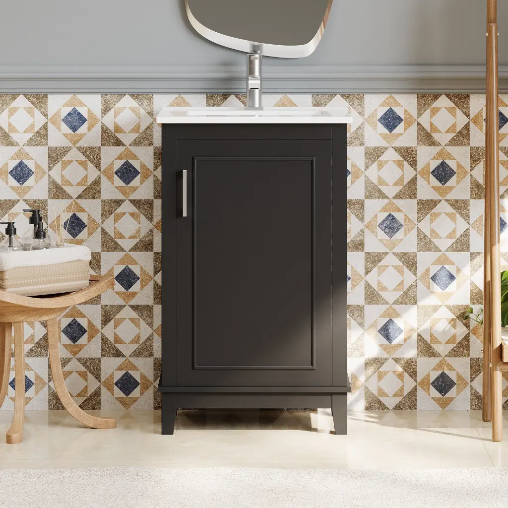 Viedo 20 Inch Modern Small Bathroom Vanity Cabinet Ceramic Basin rnb