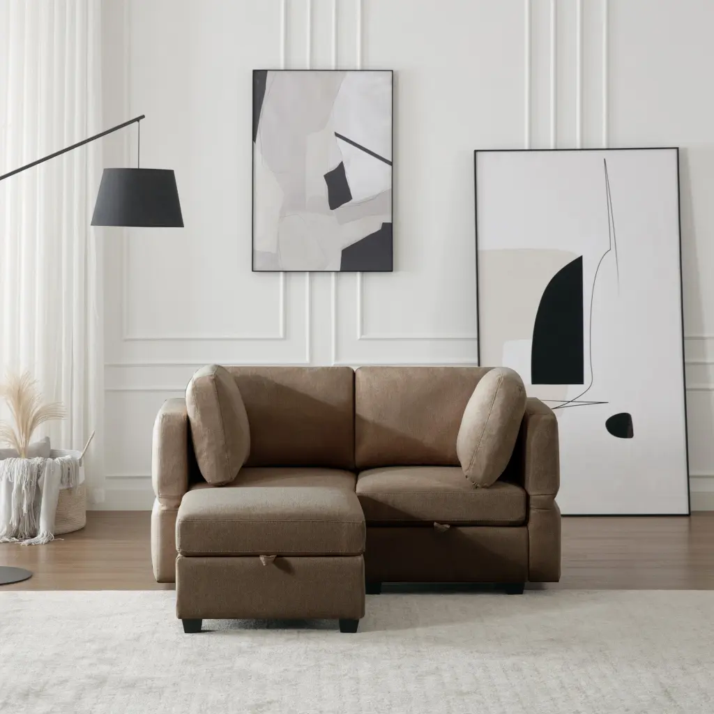Space Saving Small Sectional Sofa Ottoman 2 Seater Sofa 1 Ottoman Living Room ui furniture