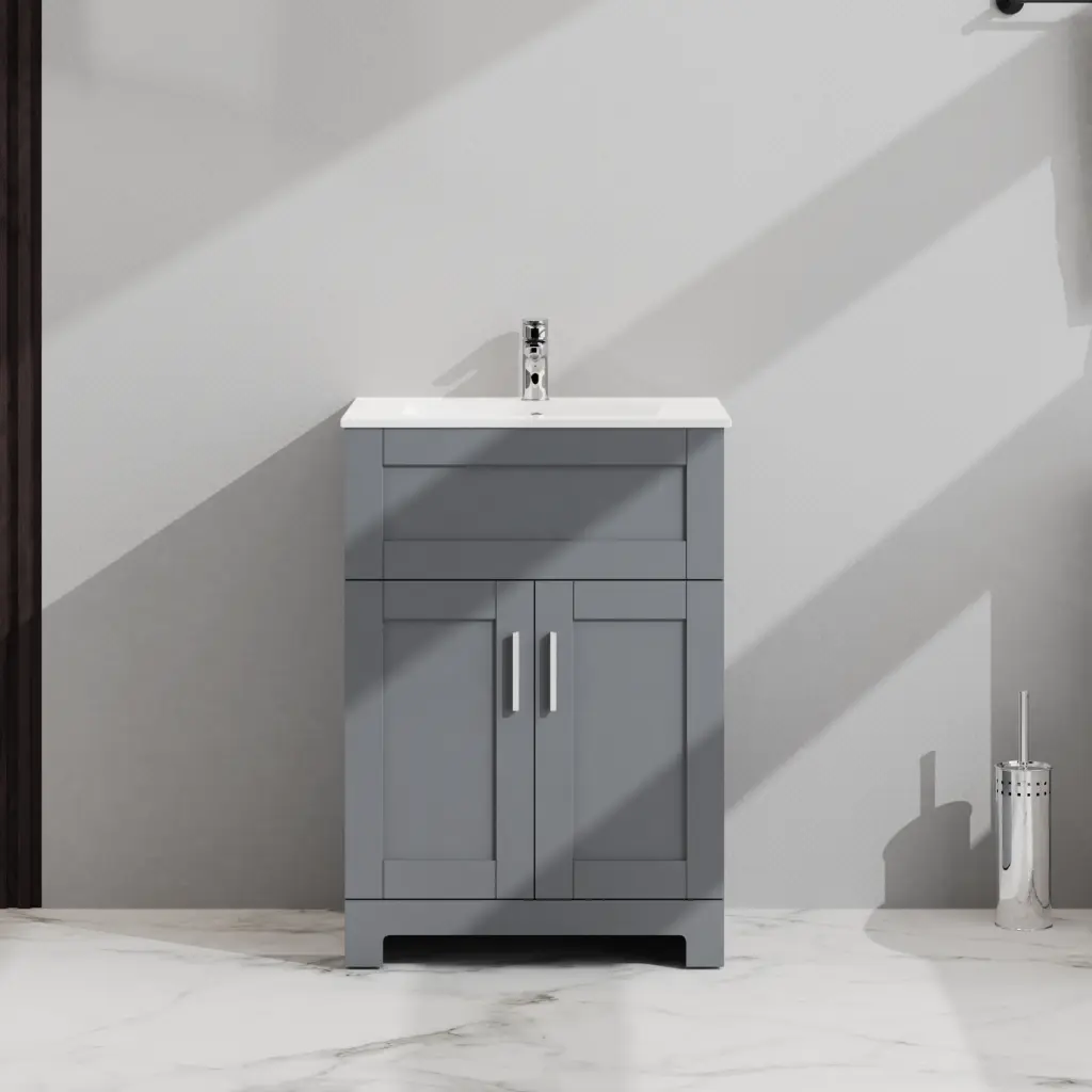 24 Inch Bathroom Sink Vanity Laundry Functionality Cabinet Gray goodyo bathroom products