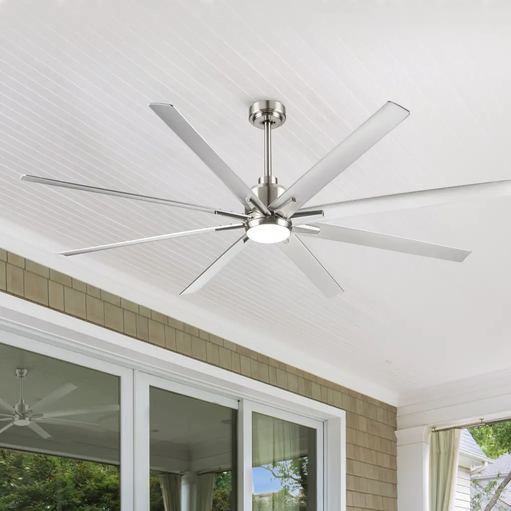 Intelligent 72 Inch Merged LED Ceiling Fan Silver Blades Brushed Nickel Finish yuhao w1367