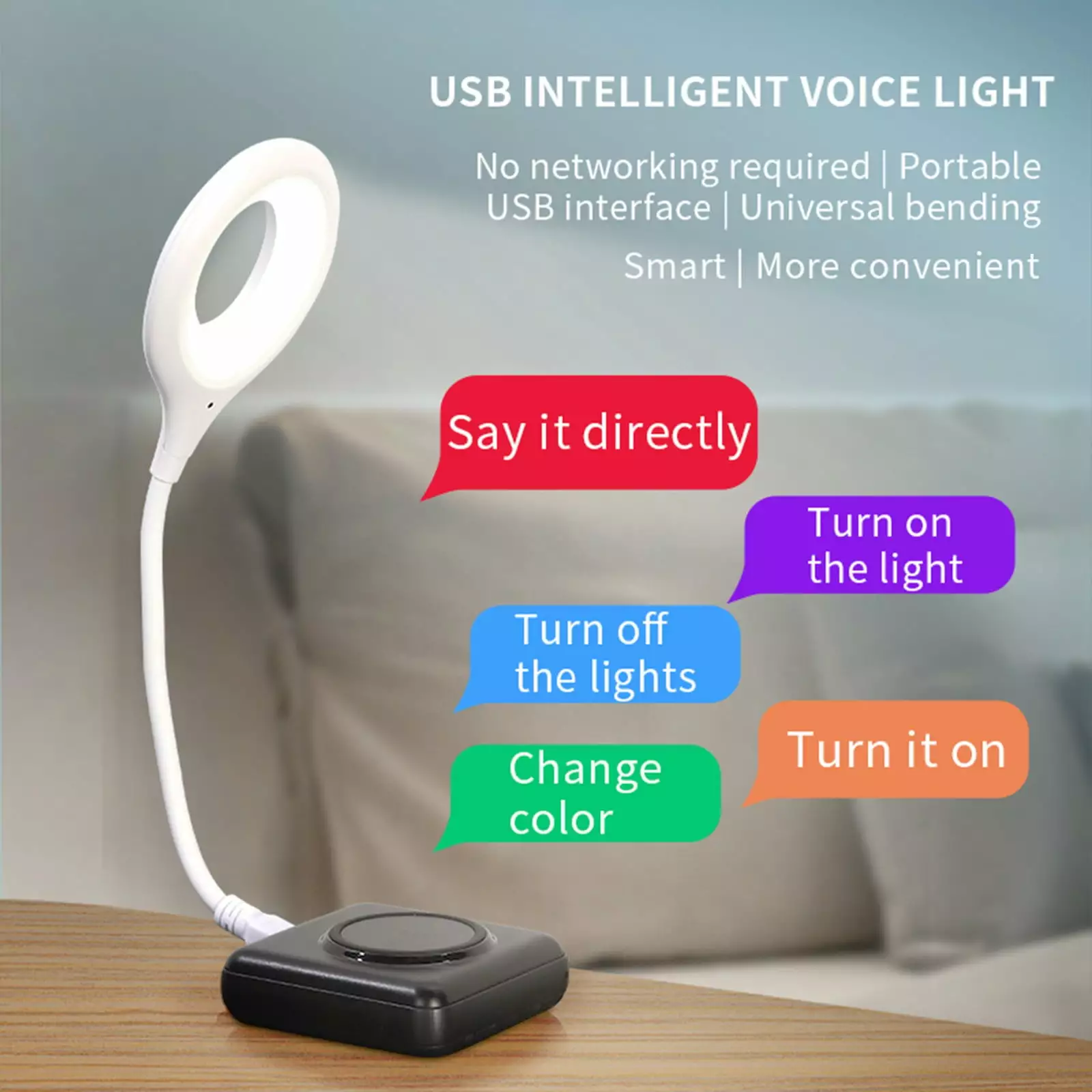 LuClweCe Voice Control LED Desk Lamp Smart USB Table Lamp Night Reading Flexible Home Lamp