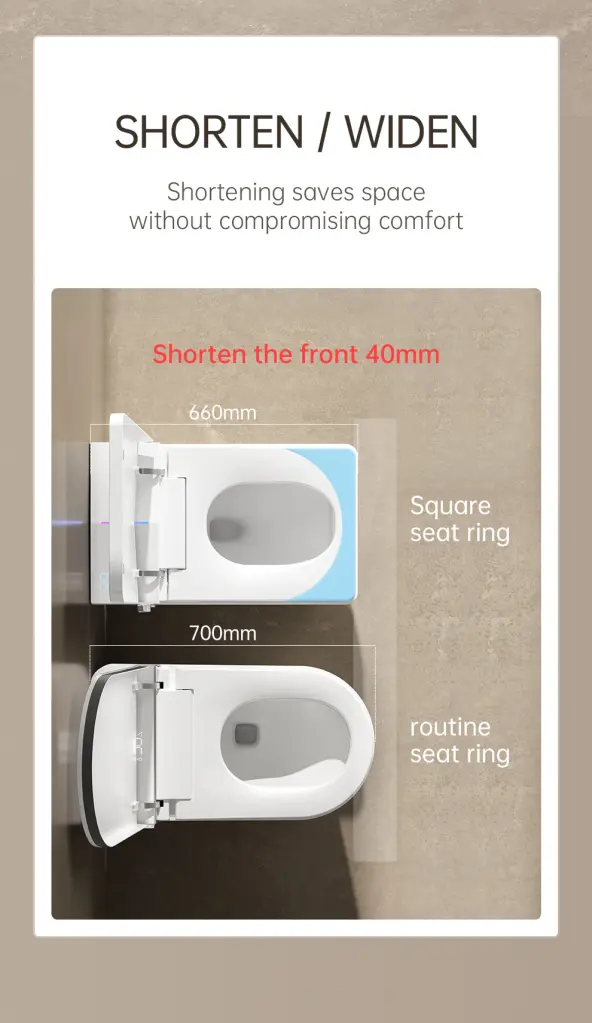 Square Intelligent Toilet Built- Tank Modern Bathroom Remote Control bathroomware