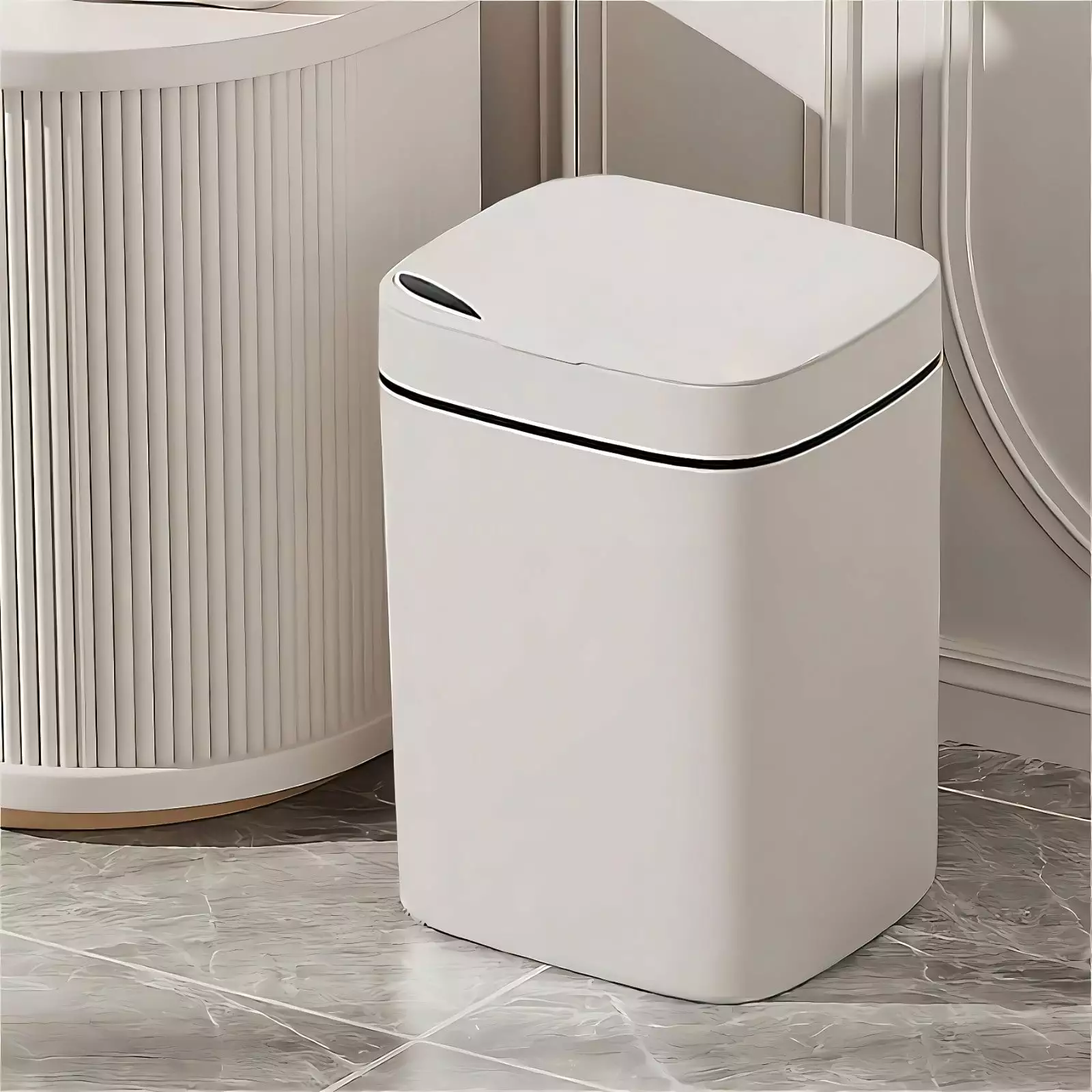 JOGZMZ Intelligent Touchless Bathroom Trash Can 2.6 Gallon Automatic Motion Sensor Rubbish Can Lid Electric Water Proof Na...