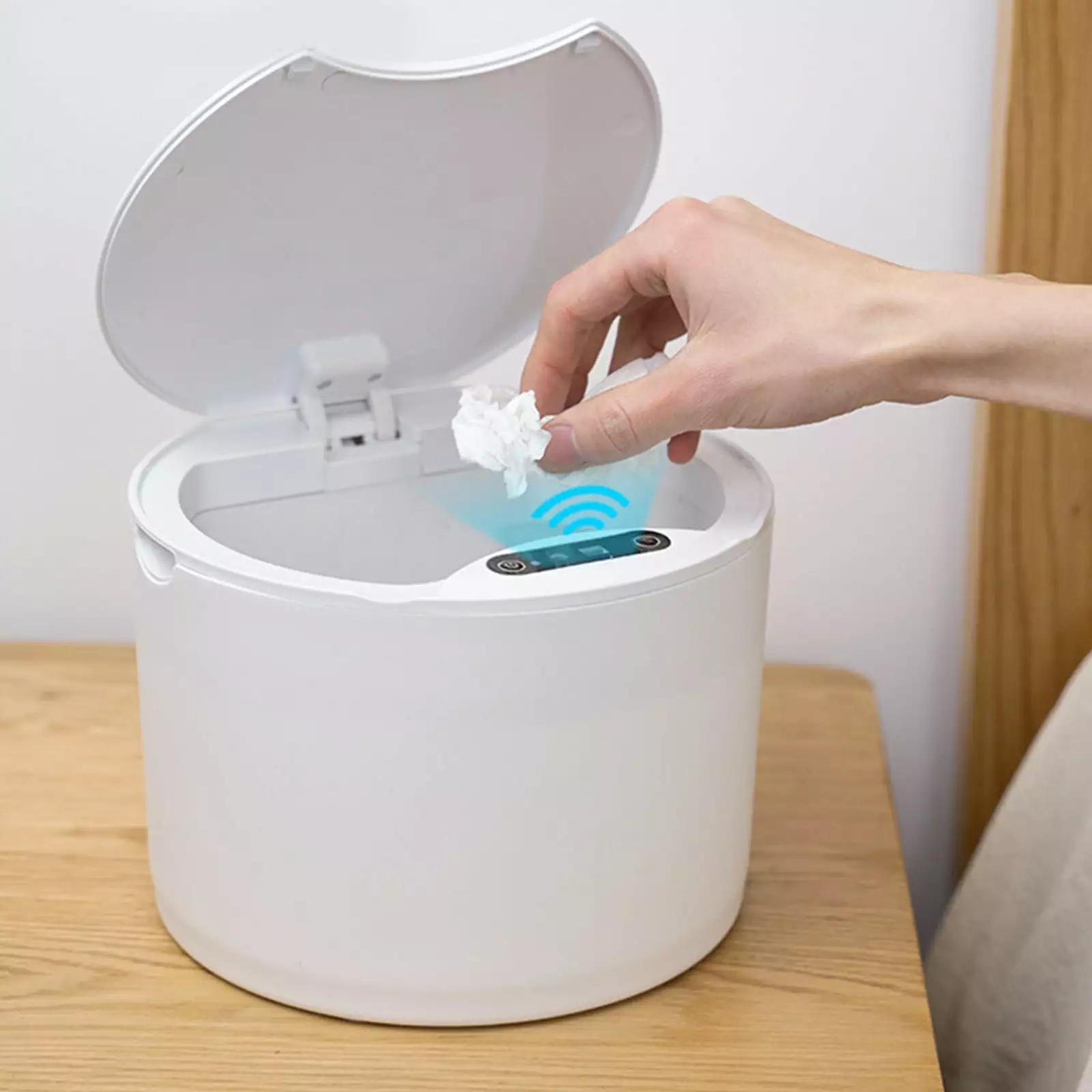 JOGZMZ Trash Can Automatic Lid Touchless Wireless Intelligent Induction Dustbin Travel-friendly Car Garbage Can and Deskto...
