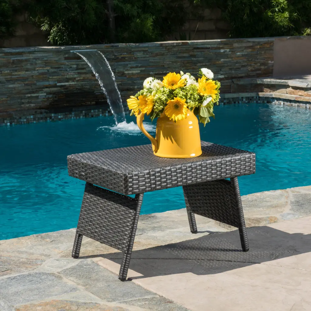 Salem PE Wicker Snack Table Grey Rattan nh-kisa