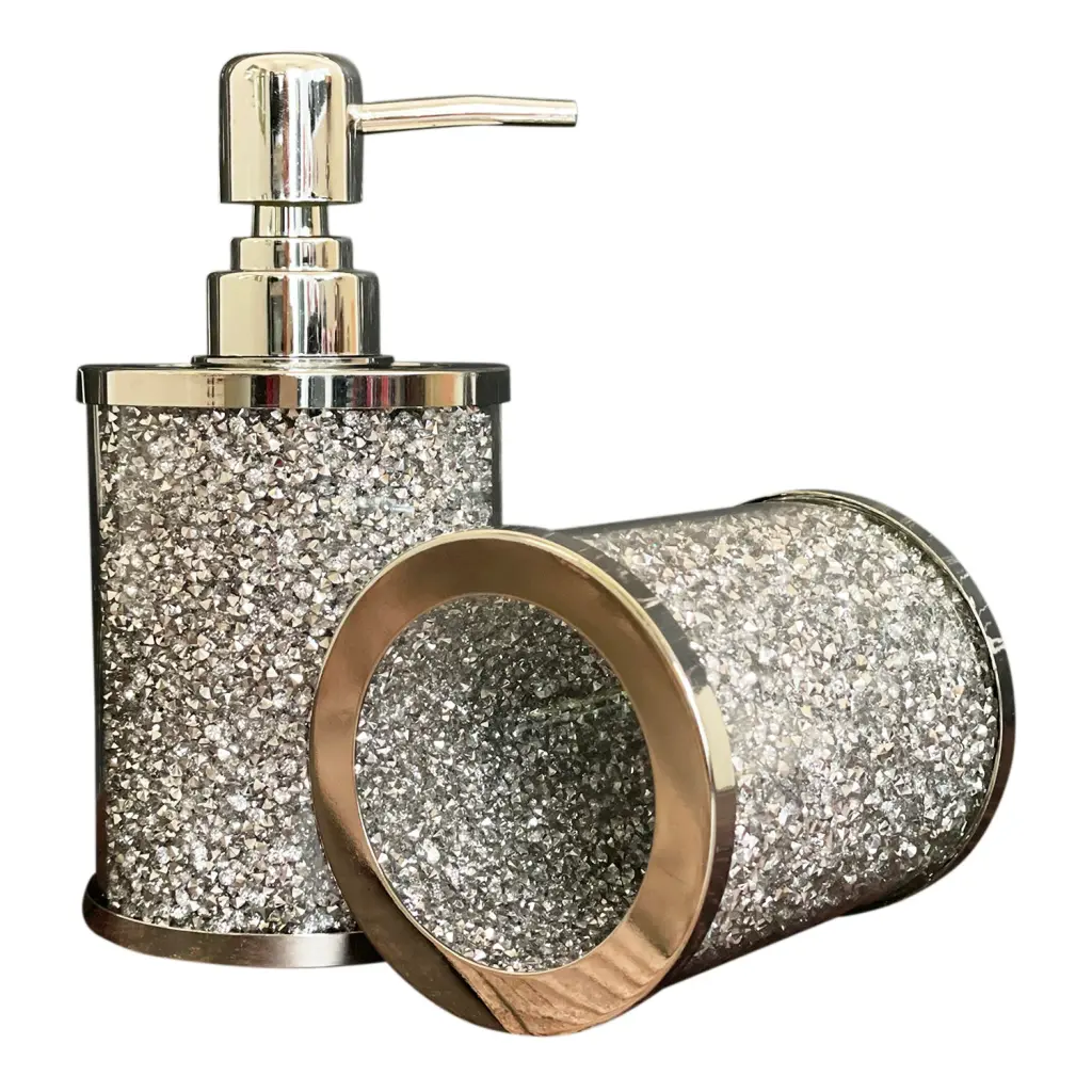 Ambrose Exquisite 3 Piece Soap Dispenser And Toothbrush Holder Set Tray furnings