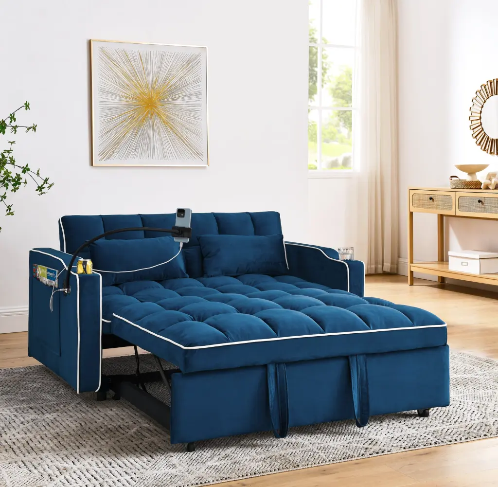 55.51 Inch Multi-functional Foldable Sofa Bed 3 Lengths Modern Sofa Bed angela