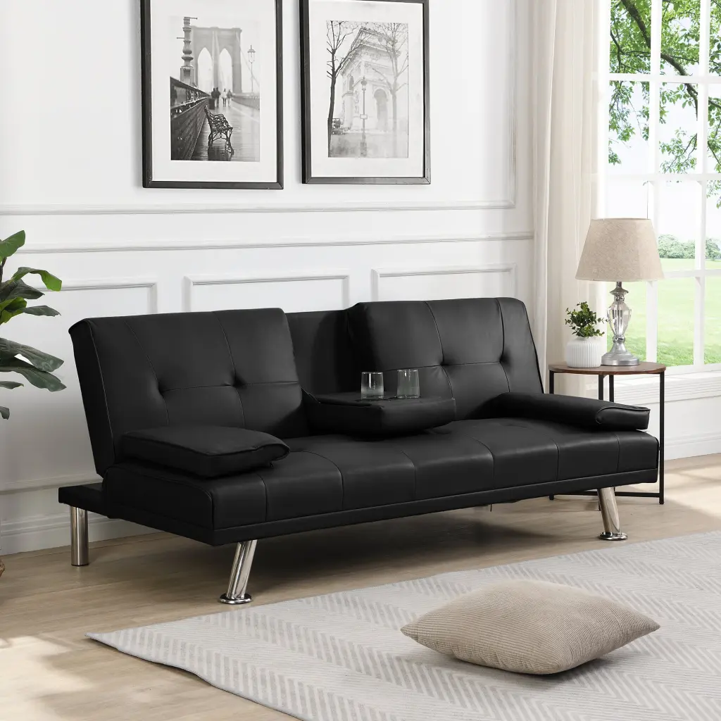 Sofa Bed Armrest Two Holders Wood Frame Stainless Leg Futon beds - sofas