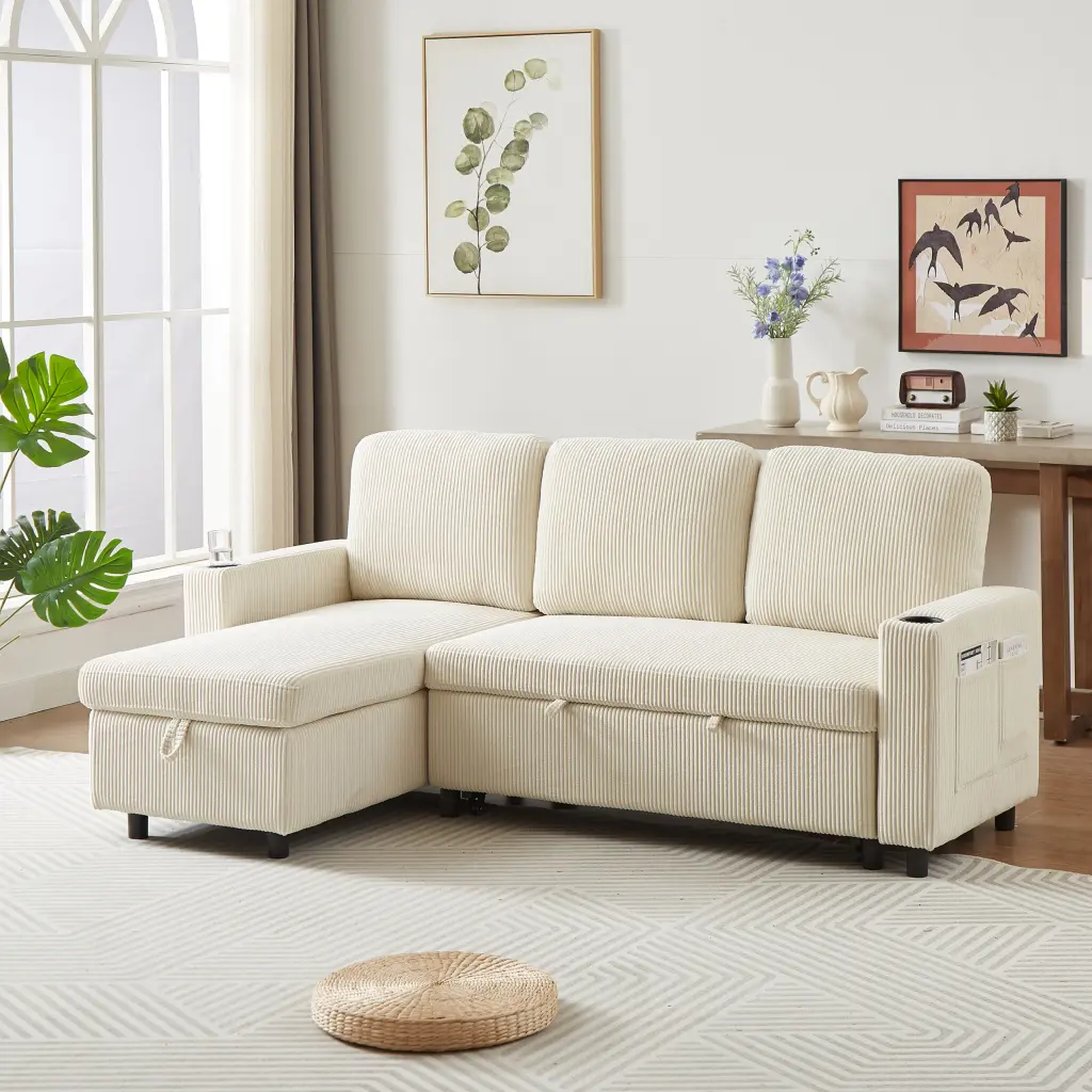Fx78.7 Cozy Corduroy L Influenced Combo Sofa Bed Living Room Furniture fx furniture