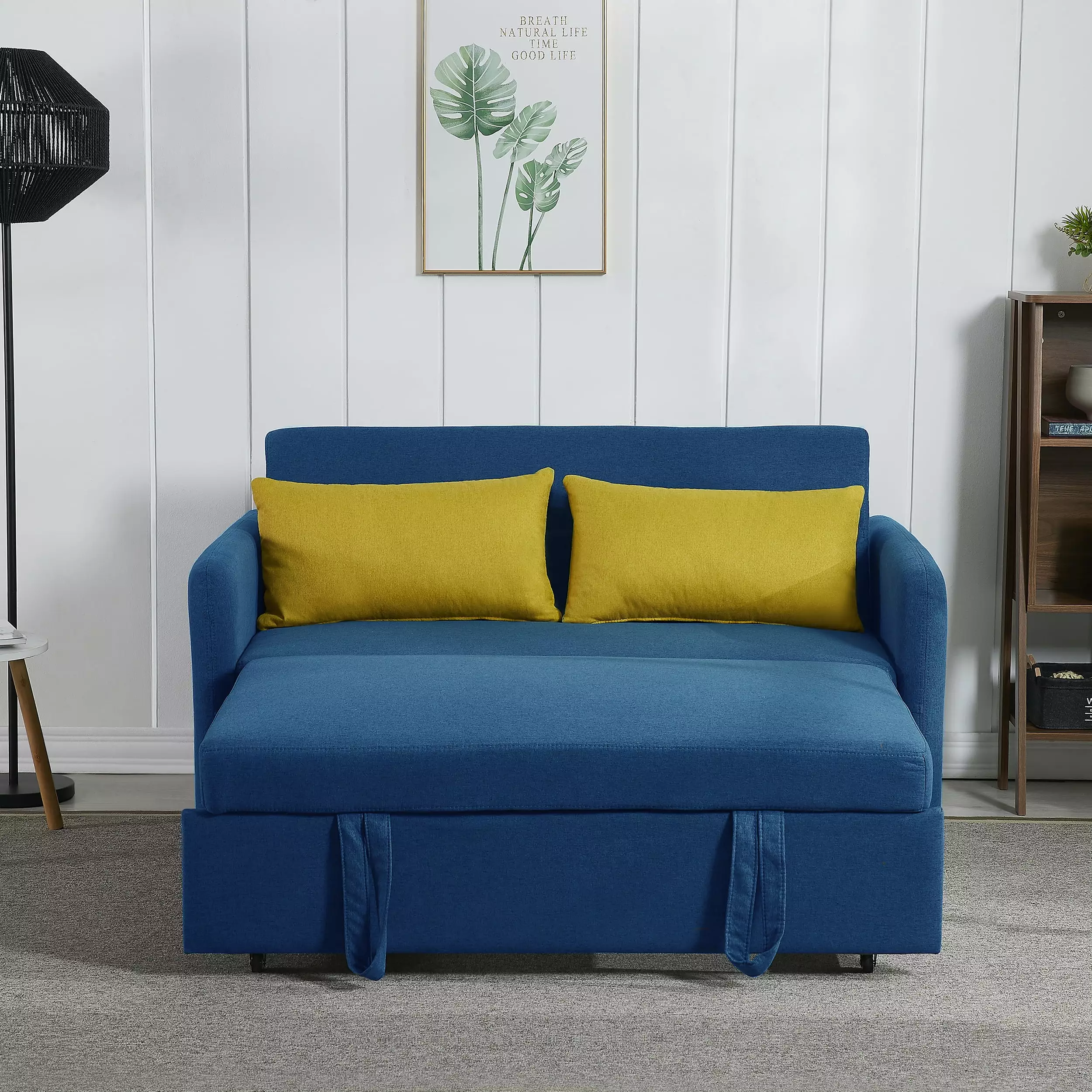 Multifunctional Blue Sofa Bed USB Port - High-Quality Foam and Spring Support GUTALOR