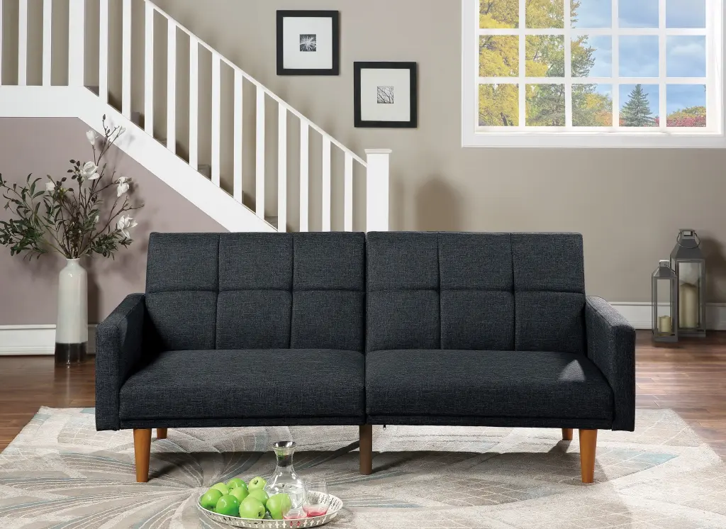 Transitional Look Living Room Sofa Couch Convertible Bed Black Polyfiber kanepe