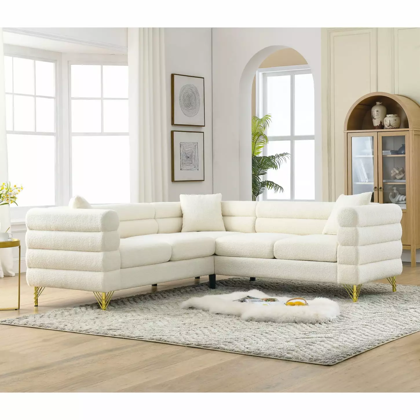 Oversized L-Shaped Sectional Sofa Cover - 5-Seater 3 Cushions - Stylish Living Room Furniture HATNOKIL