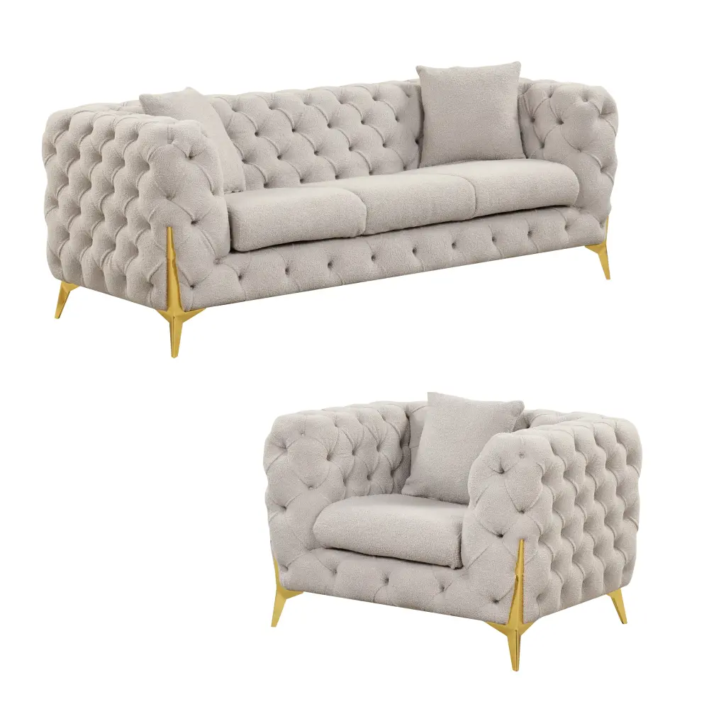 Contempo Buckle Fabric Modern 2 Piece Sofa Chair Living Room Set galaxy home furnishings