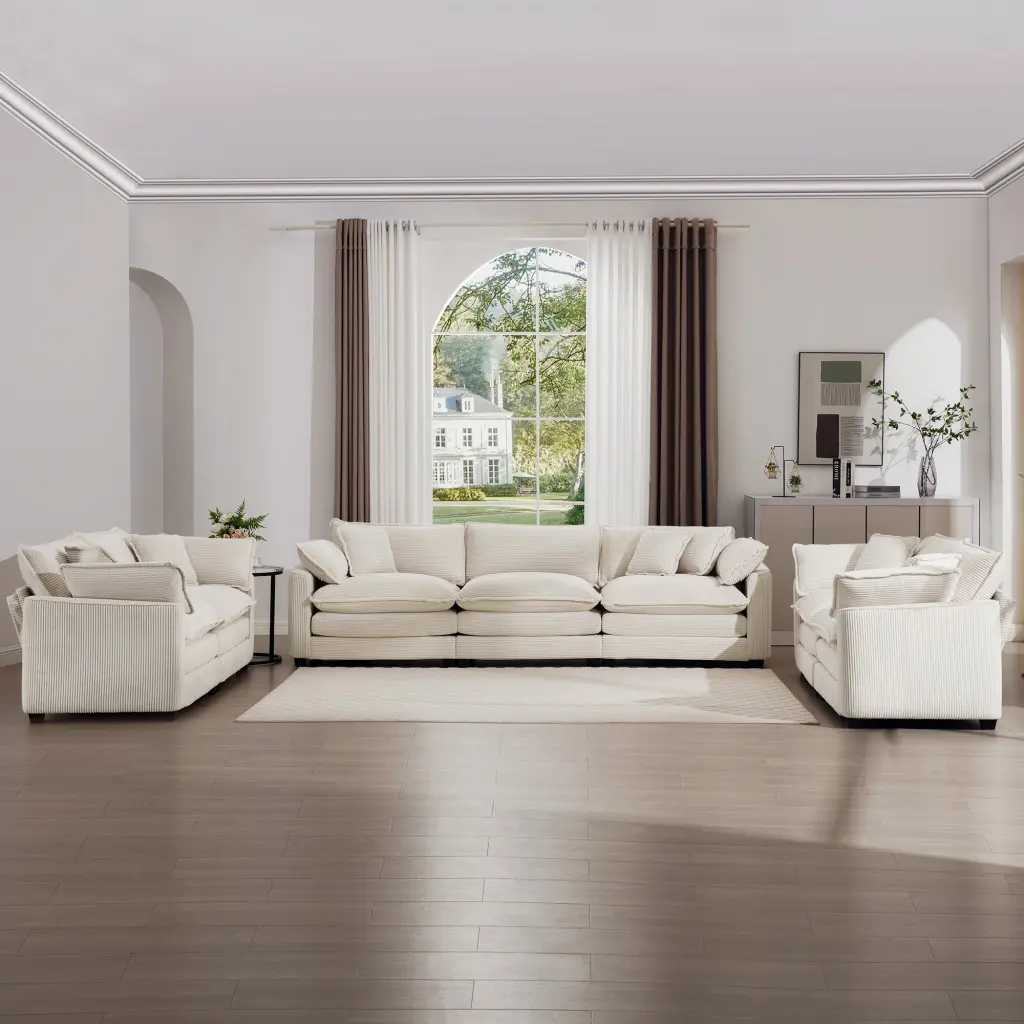 Modern Fabric Living Room Sofa 2 Piece Set Two 2 Seater Sofa And One Loveseat ui furniture