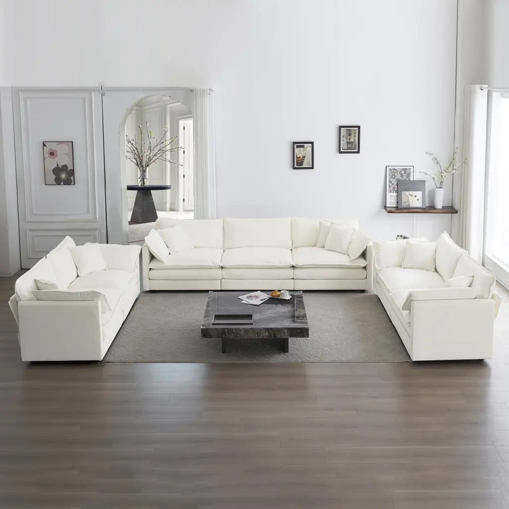 3 Piece Oversized Sofa Set Comfy Couch 2 Two-Seater Sofas ui furniture