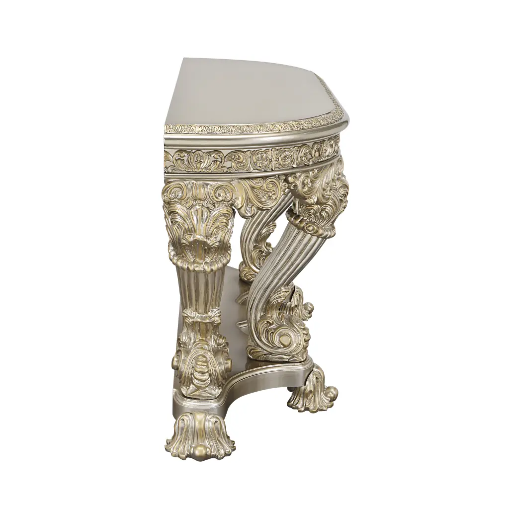 Danae Sofa Table Champagne and Gold Finish MDF Construction acme onsite store