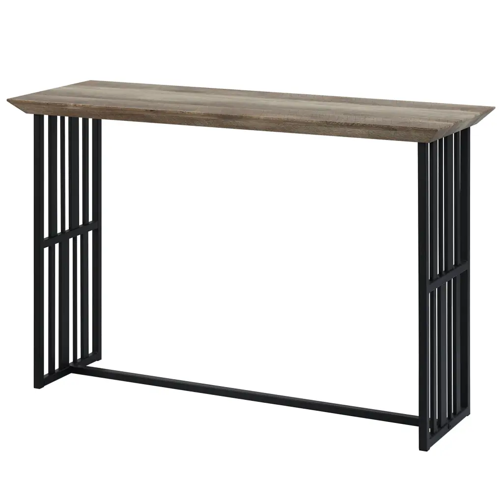 Antique Oak And Black Sofa Table Double Pedestal furniture max