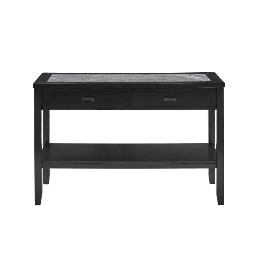 Garvine Sintered Stone Sofa Table Black Wood Finish steve silver furniture