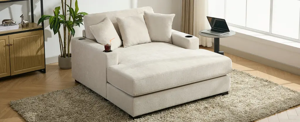 55 Inch Oversized Chaise Lounger Modern Style Sofa Couch Pillows bed best